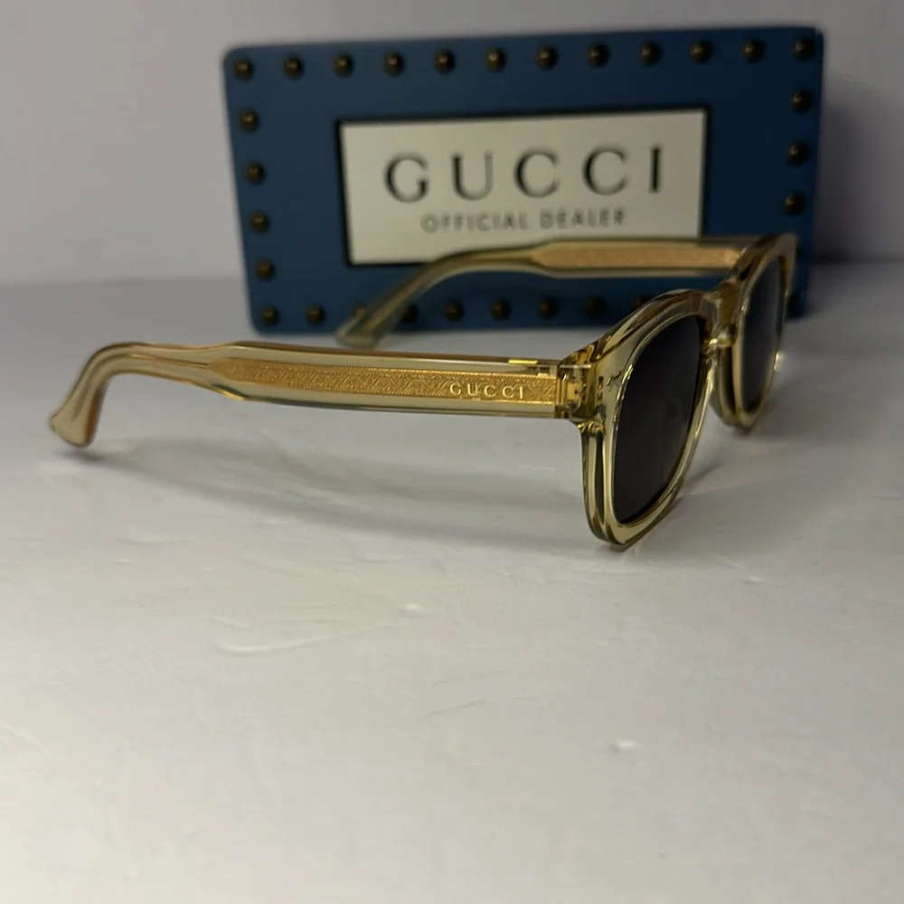 💯 - New Authentic GUCCI GG0182S 006 Transparent Brown/Grey sunglasses